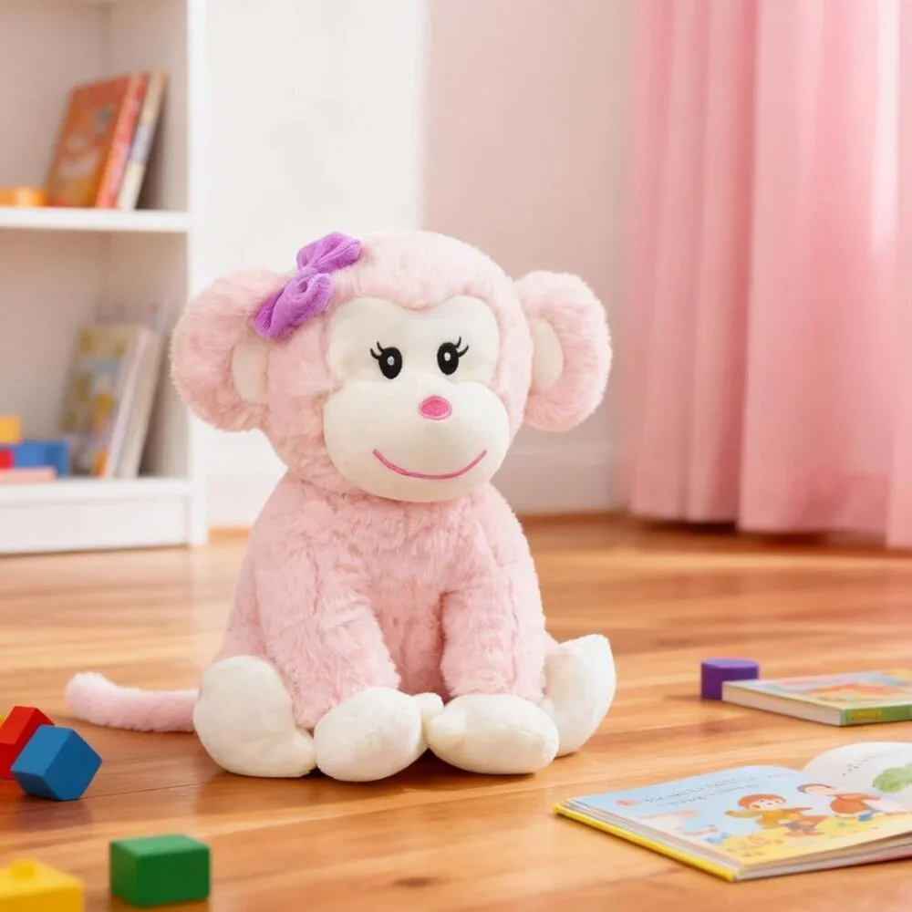 Monkey Stuffed Animal Cute Plush Monkey Toy Birthday for Girls 12 inch Pink